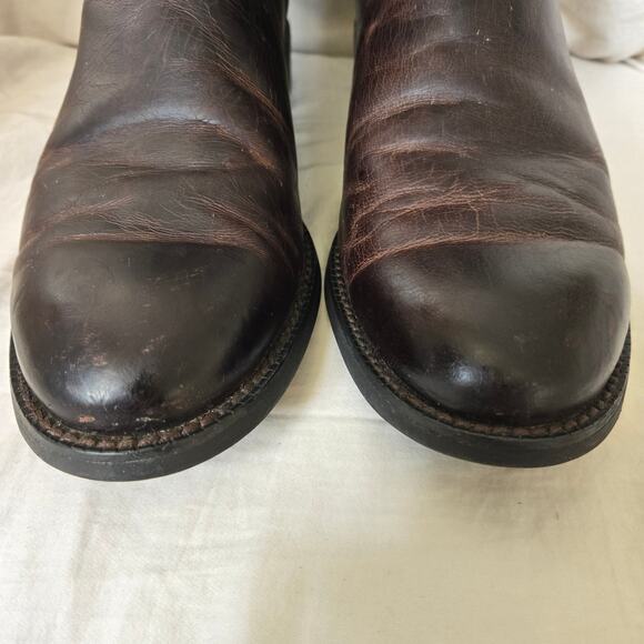 Ariat Men\'s Size 9D Brown Leather Heritage Distressed Roper Boots Style 10008814